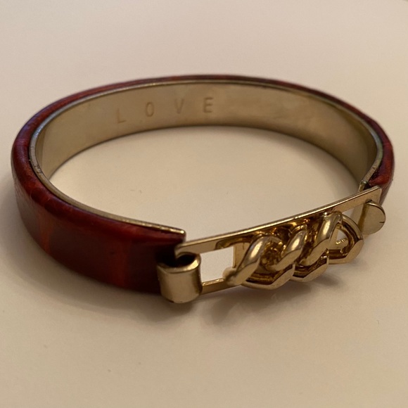 Alligator Mock Croc Gold chain Bangle Bracelet - Picture 7 of 11